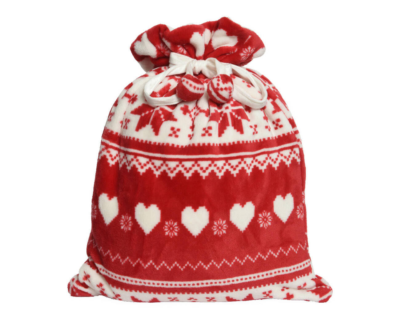 Sac pentru cadouri Snowflake and heart, Decoris, 150x200 cm, poliester, rosu/alb - imagine 4